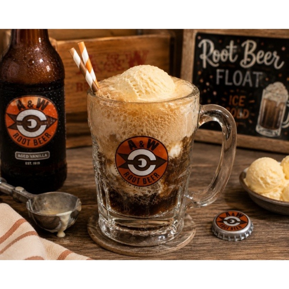 Vintage A&W Root Beer Glass Mug Bullseye Logo Heavy Soda Fountain Stein Clear